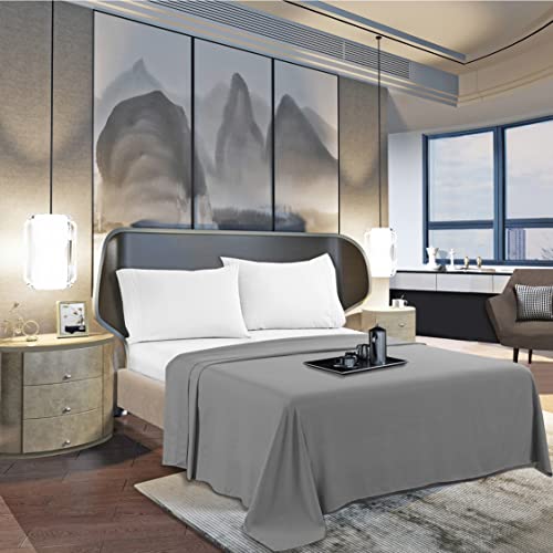 Mocassi Twin Flat Sheet - Hotel Luxury 1800 Premier Cooling Bedding Sheet - Softest Sheets - Wrinkle, Fade, Stain Resistant - 1 Single Top Flat Sheet, Twin, Gray
