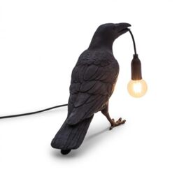 Black Bird Table Lamps Resin Crow Desk Lamp with Bulb E27 Base Modern Raven Art Deco Bedside Decor 3 Pin Plug in Cord Table Lamps for Bedroom, Office, College Dorm