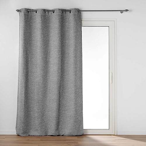 Douceur d'Intérieur, Dusky Jacquard Blackout Curtain with Eyelets 140 x 240 cm Anthracite