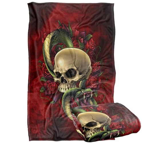 Jq Licensing - Brian Allen Skull Snake And Roses Silky Touch Super Soft Throw Blanket 91 x 147 Cm