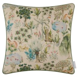 Voyage Maison Jungle Serene Feather Filled Cushion – Tropical Watercolour Printed Cotton Piped Trim Wild Forest Decor (Multicolour - 50x50cm)