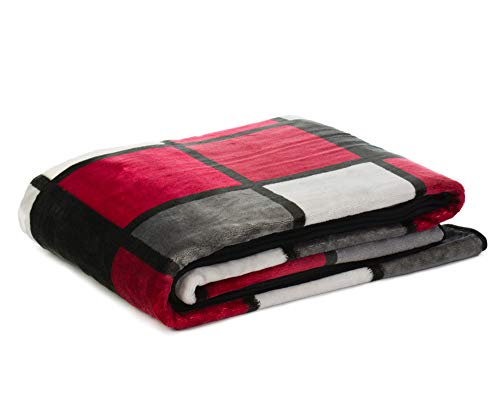 Gözze - Soft Blanket, Cashmere Feel, High Fabric Weight 500 g/m², Antigua, 150 x 200 cm - Red/Bordeaux/Black/White