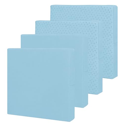 Easy-Going Waterproof Patio Cushion Covers ONLY Cover 24x22x4 inch 4 Pack Replacement Non-Slip Outdoor Seat Cushion Slipcover with Zipper. Light Blue