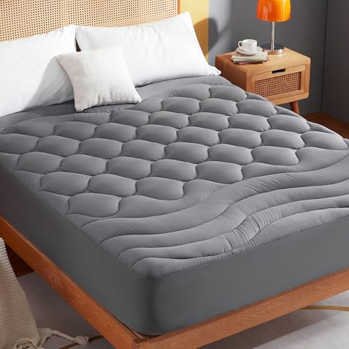 Sonive Single Mattress Topper 90x190 cm, Small Mattress Protector, Grey 38cm Deep Pocket, Breathable Microfiber Mattress Pad, OEKO-TEX Certified