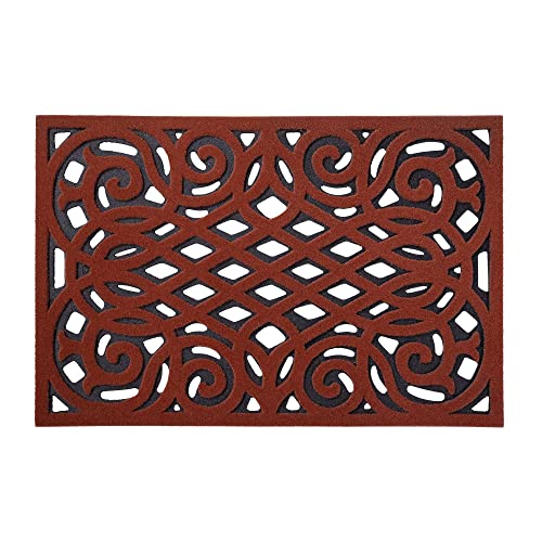 Nicoman Outdoor Doormat Decorative Stair Mats Heavy Duty Drainage Dirt Trapper Porch Rubber Skid Proof Anti Slip - (Small, Terracotta, 60 x 40cm)