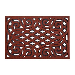 Nicoman Outdoor Doormat Decorative Stair Mats Heavy Duty Drainage Dirt Trapper Porch Rubber Skid Proof Anti Slip - (Small, Terracotta, 60 x 40cm)