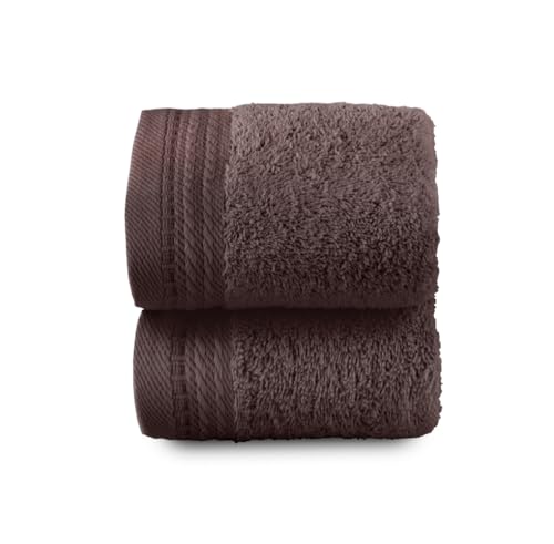 Top Towel - Premium - Large Bath Towels - Bath Towels - 2 Face Towels or Bidet -30x50cm - 100% Cotton - 600g - Brown