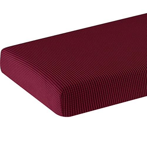 SU SUBRTEX Sofa Seat Cushion Covers Stretch Protective Polyester Fabric Slipcovers (3 Seater, Burgundy)