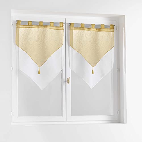 Douceur d'Intérieur 2 x 60 x 120 cm Double Curtain Sand Duetto Honey/White