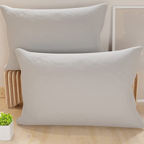 PETTI Artigiani Italiani - Pair of Microfiber Pillowcases 145x40 cm, Bedroom Cushions, Sofa, Set of 2 Cushion Covers, Solid Color Gray Pillowcase, 100% Made in Italy