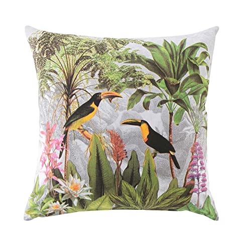 Douceur d'Intérieur, Cushion Cover and Insert 60 x 60 cm Printed Cotton, Sweet Bird