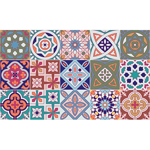 Ambiance Sticker Self-Adhesive Decorative Wall Decal Cement Tile for Bathroom and Kitchen Venise - Pack of 15 Stickers of 15 x 15 cm
