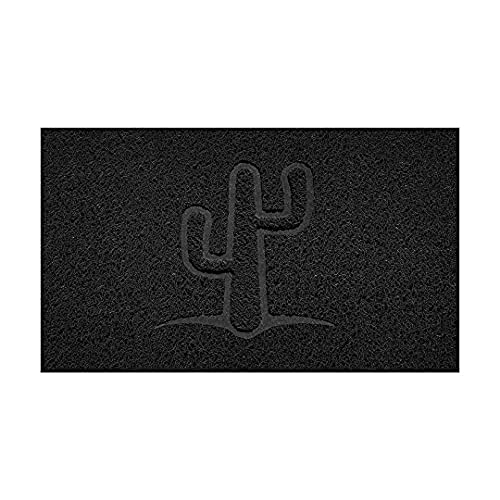 Nicoman Embossed Spaghetti Door Mat Dirt-Trapper Jet-Washable Doormat 70x43cm (Black, CACTUS Shape) - Use Indoor or Sheltered Outdoor