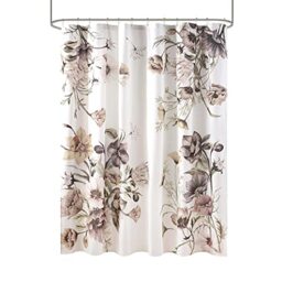 "Madison Park Cassandra Cotton Percale Bathroom Shower, Printed Floral Design Modern Shabby Chic Privacy Bath Fabric Curtains, 72""x72"", Blush (MP70-6717)"