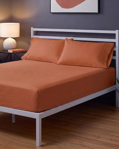 Sleepy Town King Size Bed Sheets - 3 Piece - NO Flat Sheet Included - King Sheet Set - Soft, Comfy & Cooling - Easy Care - Wrinkle & Fade Free - Brushed Microfiber - Deep Pocket Sheets (Terracotta)