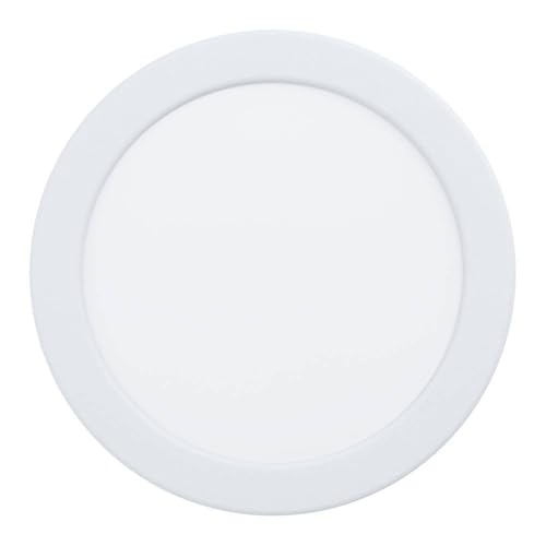 Eglo Recessed LED Ceiling spot Fueva 6, Round Bathroom Downlight, White Plastic Ceiling lamp, Flat Spotlight, Warm White-Cold White, IP44, ∅ 16.6 cm