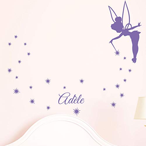 Personalised Name Stickers - Fairy Wall Sticker - Children's Room Wall Decoration - 2 Sheets of 45 x 25 cm and 60 x 25 cm - Lavender