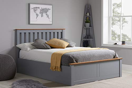 Birlea Phoenix 5ft Kingsize Ottoman Bed, Stone Grey, oak, King