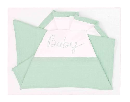 ANDY & HELEN® Cot Bed Sheet with Bars. 3-Piece Set: Top Sheet, Fitted Sheet and Pillowcase, 100% Cotton, Green