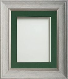 Frame Company Drummond Range Pale Grey 16x12 inch Picture Photo Frame with Bottle Green Mount for Image 12x8 inch * Choice of Sizes* Fitted with Real Glass