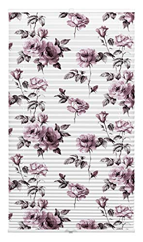 Wohnidee Rose Pleated Blind for Mounting in the Glass Free, Opaque Folding Roller Blind, Includes 4 Mounting Brackets and 2 Operating Handles, White/Pink, 50 x 130 cm (W x H)