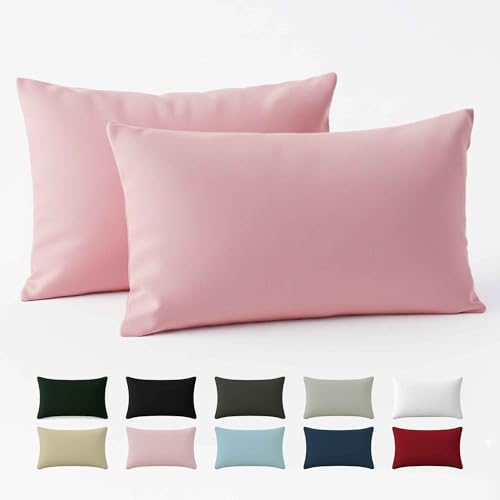 Pillow Case 60 x 40 Reinforced Cotton (Pack of 2) - Pink - Tight Fabric 57 Threads/cm² - Pillowcase 40 x 60 - Oeko Tex Certification - Dreamzie