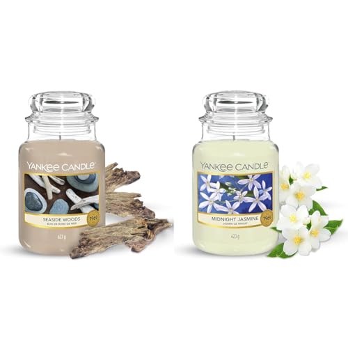 Yankee Candle Scented Candle, Seaside Woods Large Jar Candle, Burn Time & Scented Candle, Midnight Jasmine Large Jar Candle, Long Burning Candles: up to 150 Hours, Scented Candles