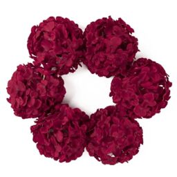 "DuHouse 8.7"" Silk Hydrangea Flower Heads with Stems Fake Hydrangeas Flowers for DIY Wedding Centerpiece Home Decor,Pack of 6(Fiery Red)"