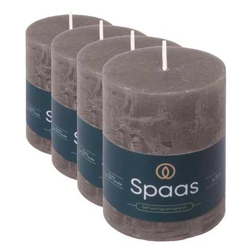 Spaas Rustic Pillar Candle 70/95 mm 35h, Dark Grey (Pack of 4)