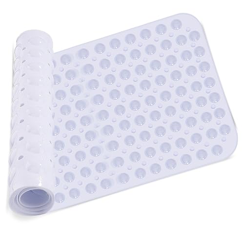 Bath Mat Non Slip Anti Mould 70cm x 38cm With Strong Suction Cups & Drain Holes Shower Mats PVC Bathroom Mat Machine Washable