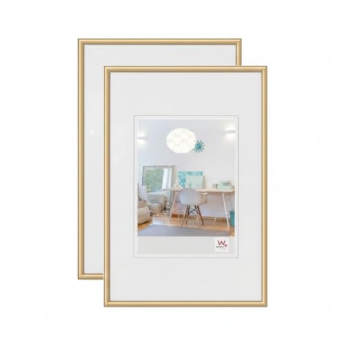 walther design - New Lifestyle KV025GD Picture Frames, Gold, 20 x 25 cm, Pack of 2 Plastic Frames