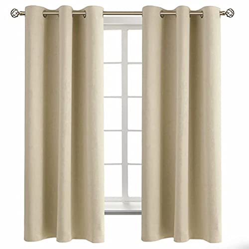 BGment Beige Room Darkening Curtains 63 Inches Long 2 Panels Set, Sunlight Blocking Thermal Insulated Grommet Window Treatment Drapes for Bedroom, Each Panel 42 x 63 Inch