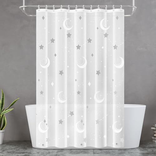 HADEEONG PEVA Shower Curtain, 72 x 72 Water Repellent Premium Bathroom Shower Curtain with 3 Magnetic Weights for Shower Stall, Bathtubs (Galaxy)