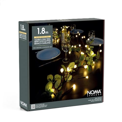 Noma Berry & Eucalyptus Garland, 48 Warm White LED's, 1.8 m, Battery Operated