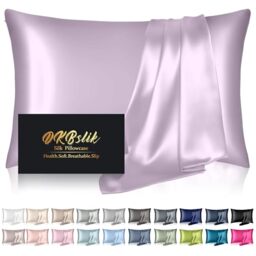 Silk Pillowcase for Hair and Skin, Mulberry Silk Pillow Cases Standard Size, Anti Acne Cooling Sleep Both Sides Natural Silk Satin Pillow Covers with Hidden Zipper, Gifts for Women Men, Lavender