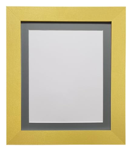 FRAMES BY POST Metro Picture Photo Frame Gold with Dark Grey Mount 24 x 18 Image Size 18 x 12 Inch Plastic Glass