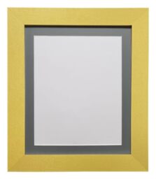 FRAMES BY POST Metro Picture Photo Frame Gold with Dark Grey Mount 24 x 18 Image Size 18 x 12 Inch Plastic Glass