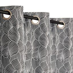 Atout Ciel Fantasy Jacquard Thermal Curtain with Eyelets 135 x 240 cm Ready to Hang Dark Grey