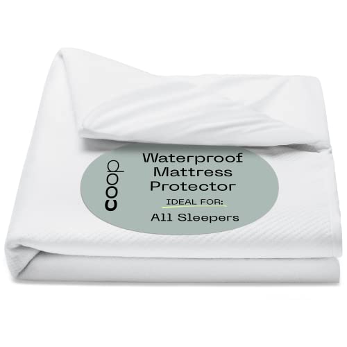 Coop Home Goods Ultra Luxe Bamboo Derived Viscose Rayon Mattress Pad Protector Cover - Cooling Waterproof Hypoallergenic Topper King White