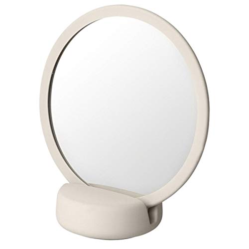 Blomus - Sono 69162 Cosmetic Mirror - Moonbeam/White - Ceramic/Silicone - 185 x 90 x 170 mm (H x W x D) One Size