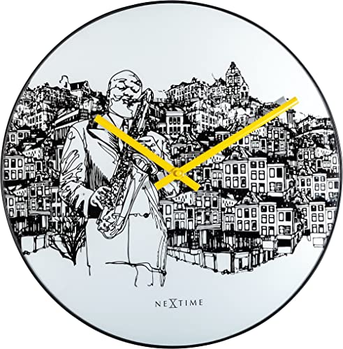 NexTime - Wall clock - Ø 40 cm - Glass/Metal - White - Sax City