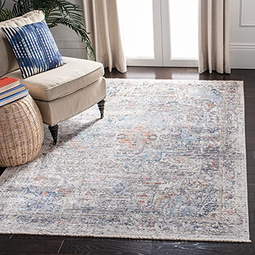 SAFAVIEH Contemporary Area Rug for Living Dining Room Bedroom Dream Collection Short Pile Grey Multi Colour 5'x9' (152x244cm)