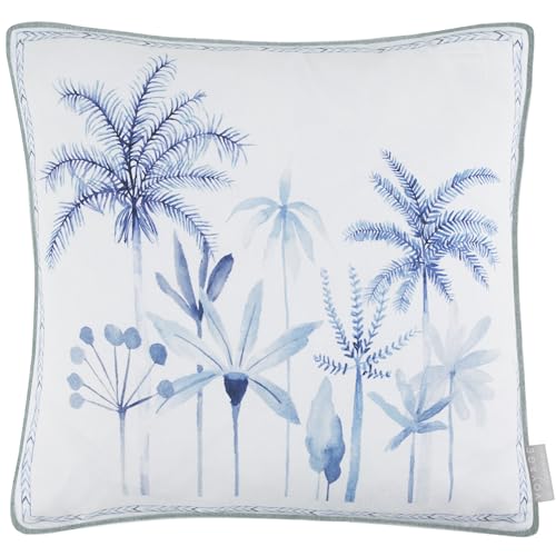 Voyage Maison Cozzo Feather Filled Cushion – Watercolour Palm Tree Coastal Blue Piped Trim Decor (Cobalt - 50x50cm)