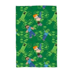 Minecraft Officially Licensed Fleece Blanket Super Soft Warm Blanket - Level Design - Perfect for Home, Bedroom, Sleepovers and Camping 100 x 150 cm - Green