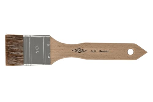 Habico Brush - Lacquer Brush - Ox Hair - Stainless Steel Sheet - Flat Design - Ideal for Oil Varnishes - 40mm Width - Hair Length 23mm - No. 6662