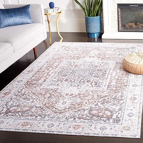 Safavieh Arizona Collection Traditional Rug - Machine Washable & Non Slip - Ideal for High Passage Areas - Arizona Collection - Short Pile Rug, Red & Navy, 160 x 230 cm