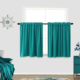 KOUFALL Laundry Room Cover Up Curtains for Shelves and Storage Privacy Short Small Blackout Curtains to Hide Clutter Washer and Dryer Washing Machine Storage Boxes