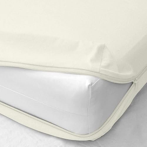 Shreem Linen Zipper Fitted Sheet - 10 Inch Deep Pocket, Soft Brushed Microfiber Bottom Sheet, Wrinkle, Shrink & Fade Resistant, Hotel Quality, Ivory, King
