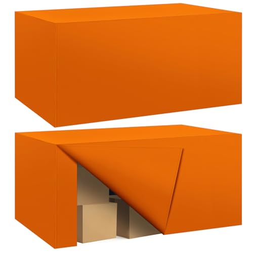 Ascoza 2 Pack Fitted Tablecloth for 6 Foot Rectangle 72 x 30 Inch Orange Table Covers Water Resistant Polyester Cloth for Folding, Parties,Display, Trade Show (Orange)