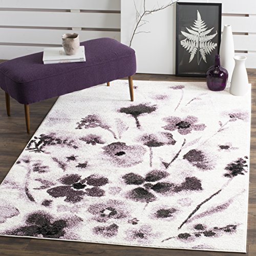 Safavieh Modern Rug for Living Room, Dining Room, Bedroom - Adirondack Collection, Short Pile, in Ivory and Purple, 122 X 183 cm
